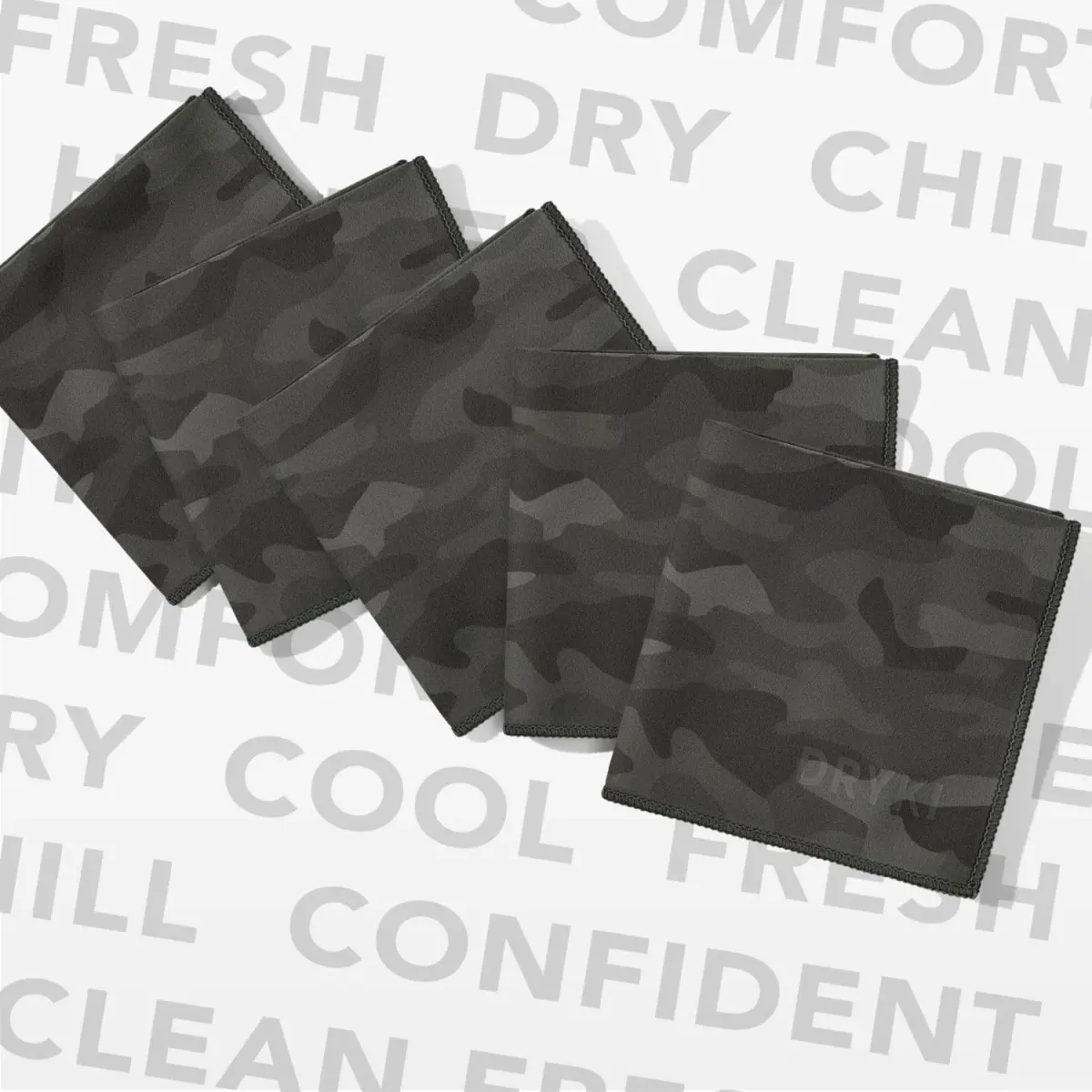 DRYKI Pocket-Sized Sweat Towels 25cm (10") | 5-Pack Moss Camo Microfiber - view 8