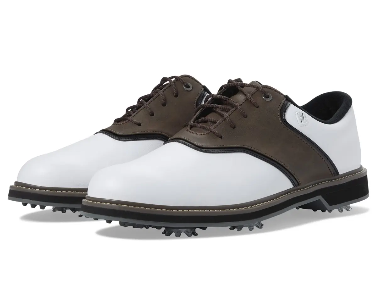 FootJoy Mens FJ Originals Previous Season Style Golf Shoe, White/Brown, 8 Wide US | Classic Golf Traction & Style - view 2