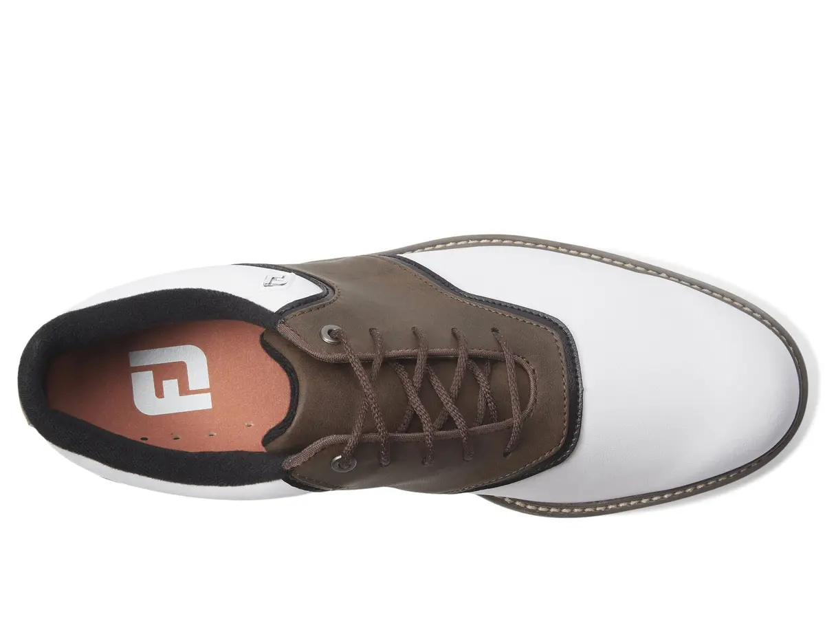FootJoy Mens FJ Originals Previous Season Style Golf Shoe, White/Brown, 8 Wide US | Classic Golf Traction & Style - view 3