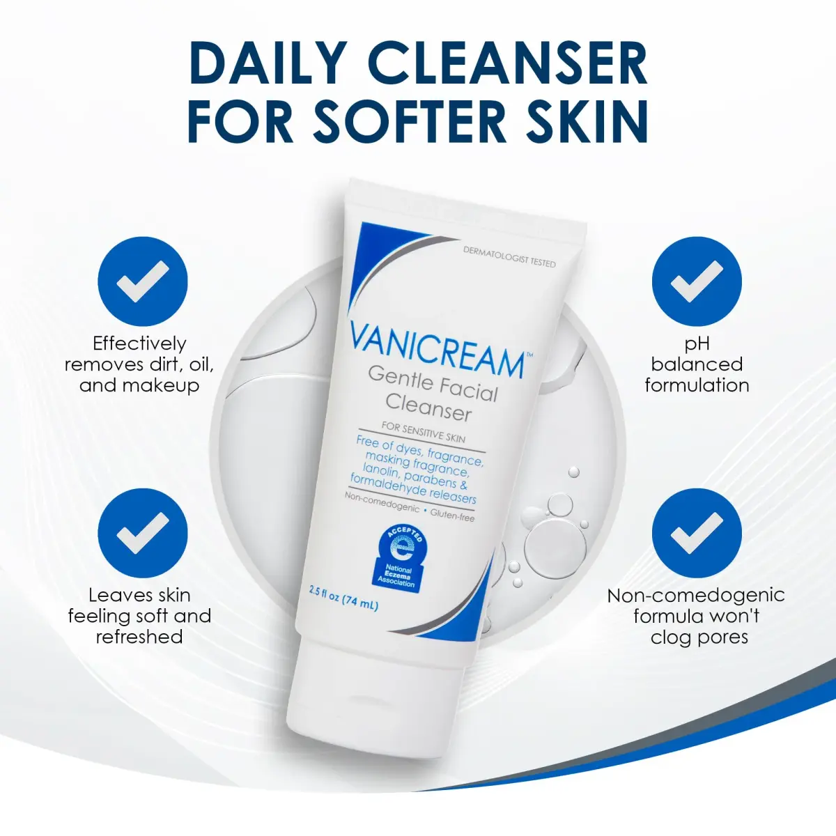 Vanicream Gentle Facial Cleaner 74ml (2.5 Fl Oz) | Dermatologist Recommended for Sensitive Skin - view 6