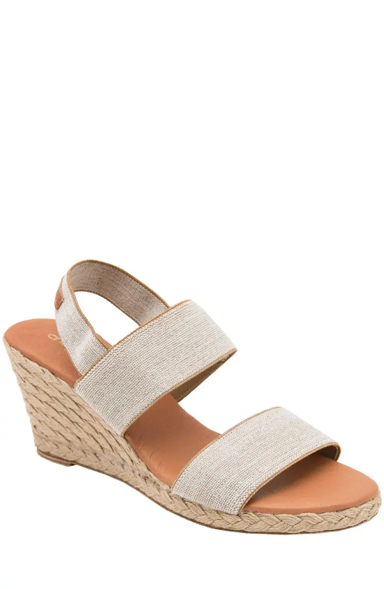 André Assous Allison Wedge, Beige Linen | 2.5-inch Espadrille Wedge for Women - main product image