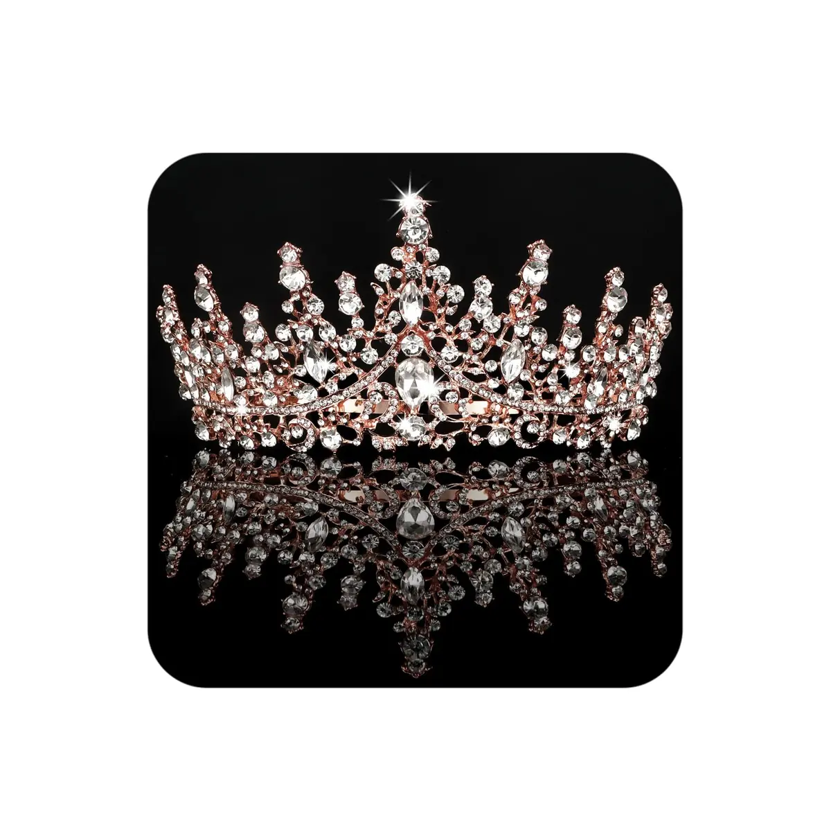COCIDE Tiara and Crown for Women Crystal Queen Crown Rhinestone Tiara for Girl Bride Wedding Hair Accessories for Bridal Birthday Party Prom for Halloween Cos-play Costume Christmas | Sparkling 6.3 inch diameter, Handmade - main product image
