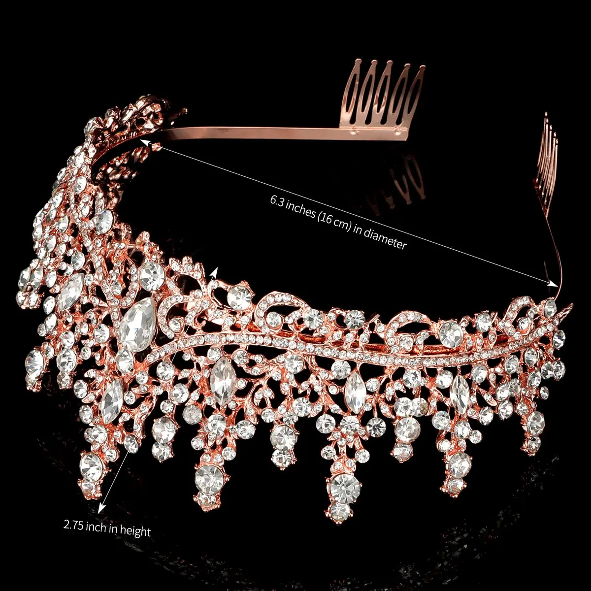 COCIDE Tiara and Crown for Women Crystal Queen Crown Rhinestone Tiara for Girl Bride Wedding Hair Accessories for Bridal Birthday Party Prom for Halloween Cos-play Costume Christmas | Sparkling 6.3 inch diameter, Handmade - view 6