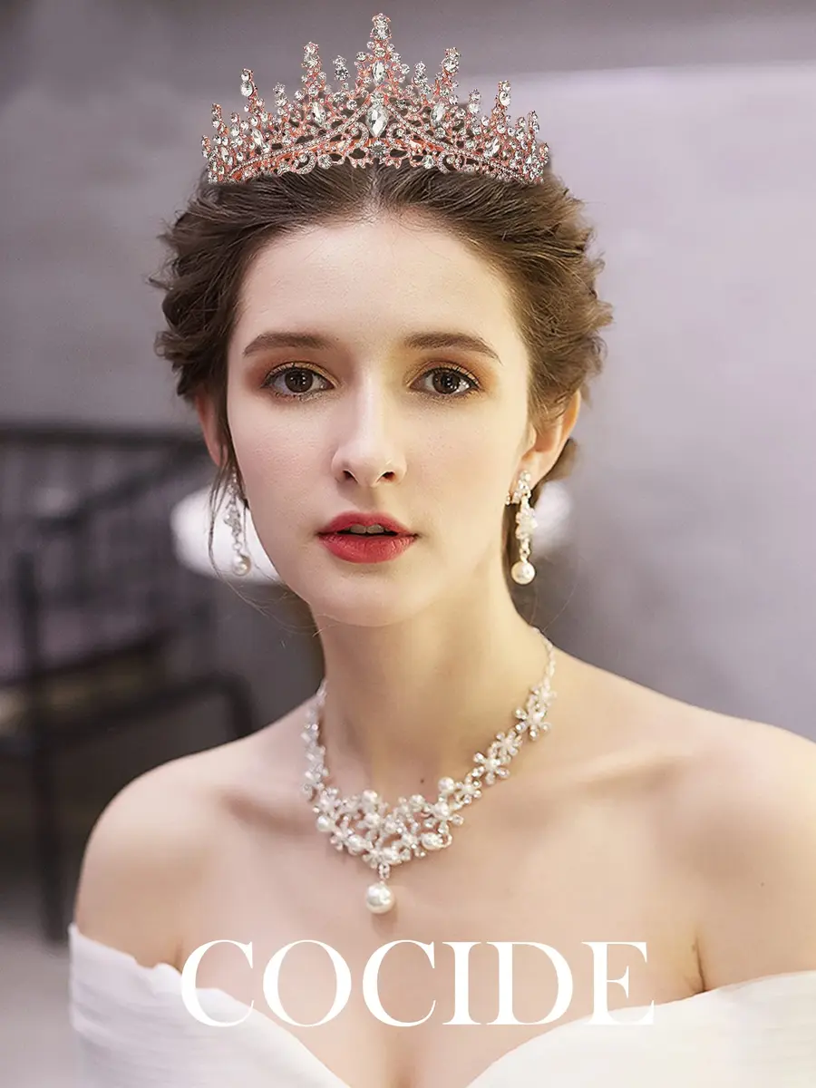 COCIDE Tiara and Crown for Women Crystal Queen Crown Rhinestone Tiara for Girl Bride Wedding Hair Accessories for Bridal Birthday Party Prom for Halloween Cos-play Costume Christmas | Sparkling 6.3 inch diameter, Handmade - view 4