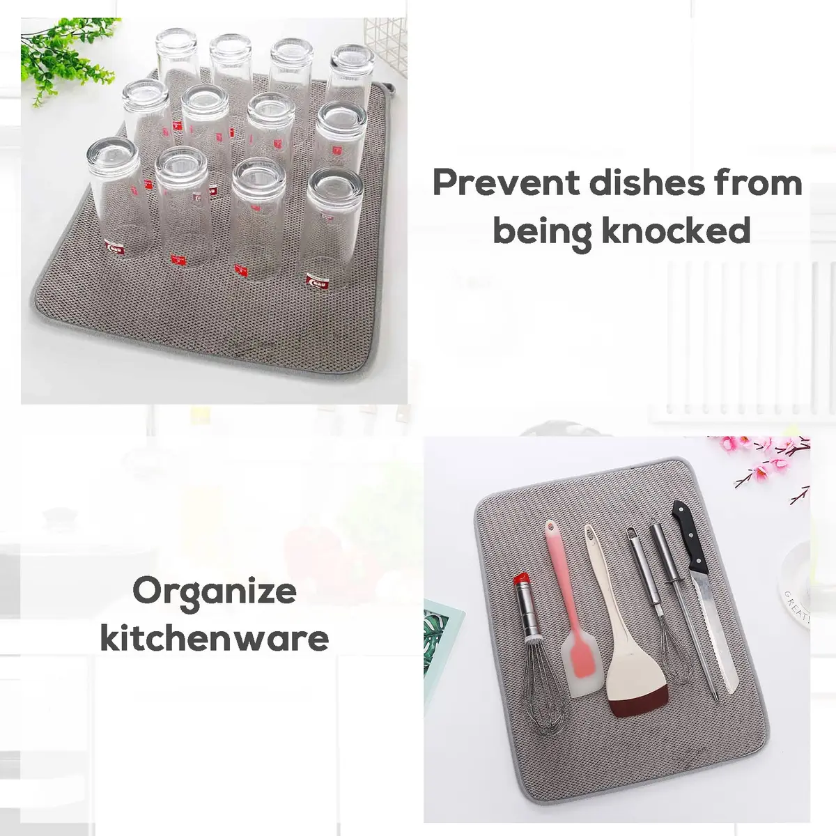 Meirrnyyu Microfiber Dish Drying Mat 20×15 Inch | Super Absorbent Kitchen Counter Pad - view 4