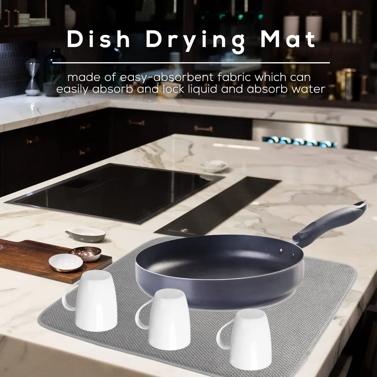 Meirrnyyu Microfiber Dish Drying Mat 20×15 Inch | Super Absorbent Kitchen Counter Pad - view 5