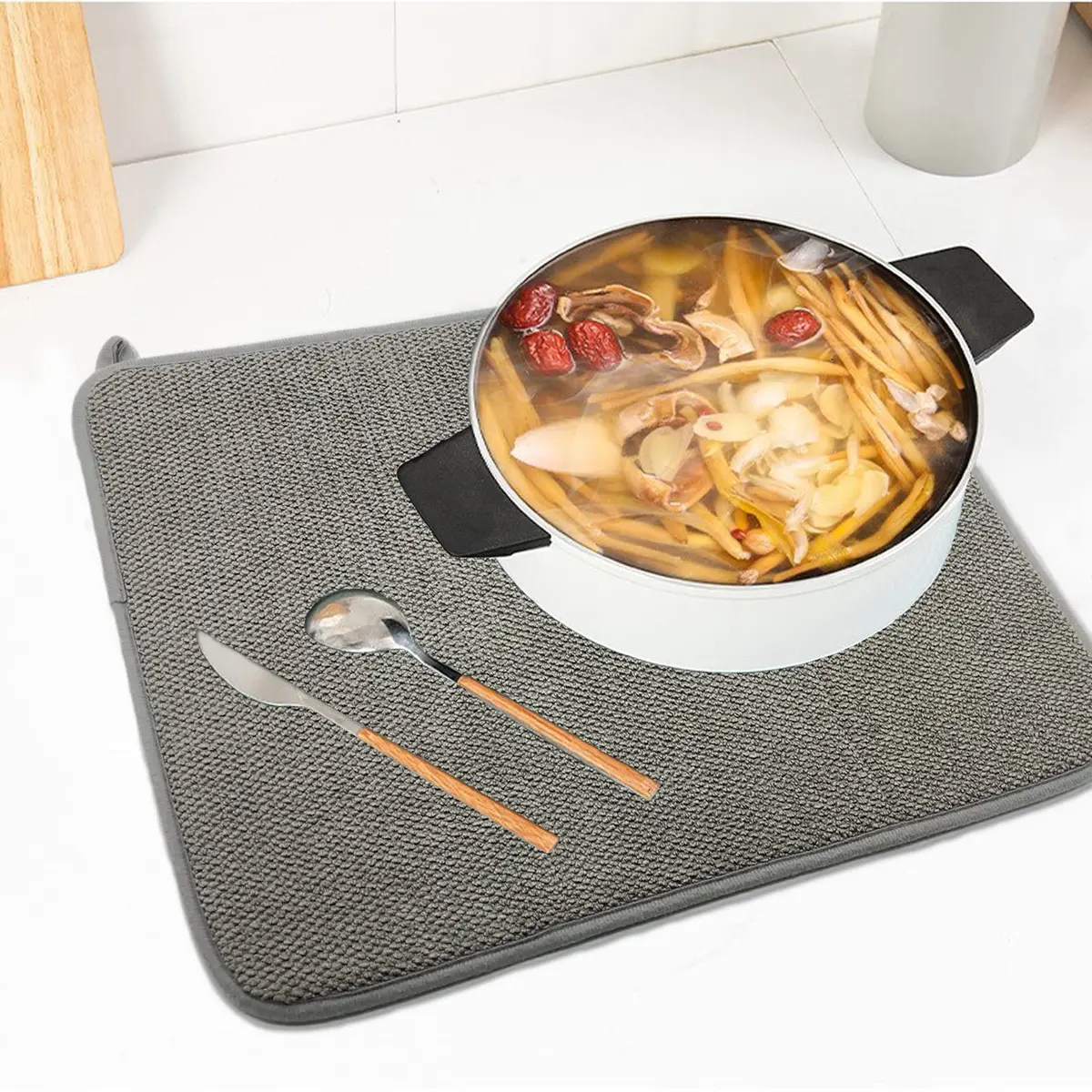 Meirrnyyu Microfiber Dish Drying Mat 20×15 Inch | Super Absorbent Kitchen Counter Pad - view 7