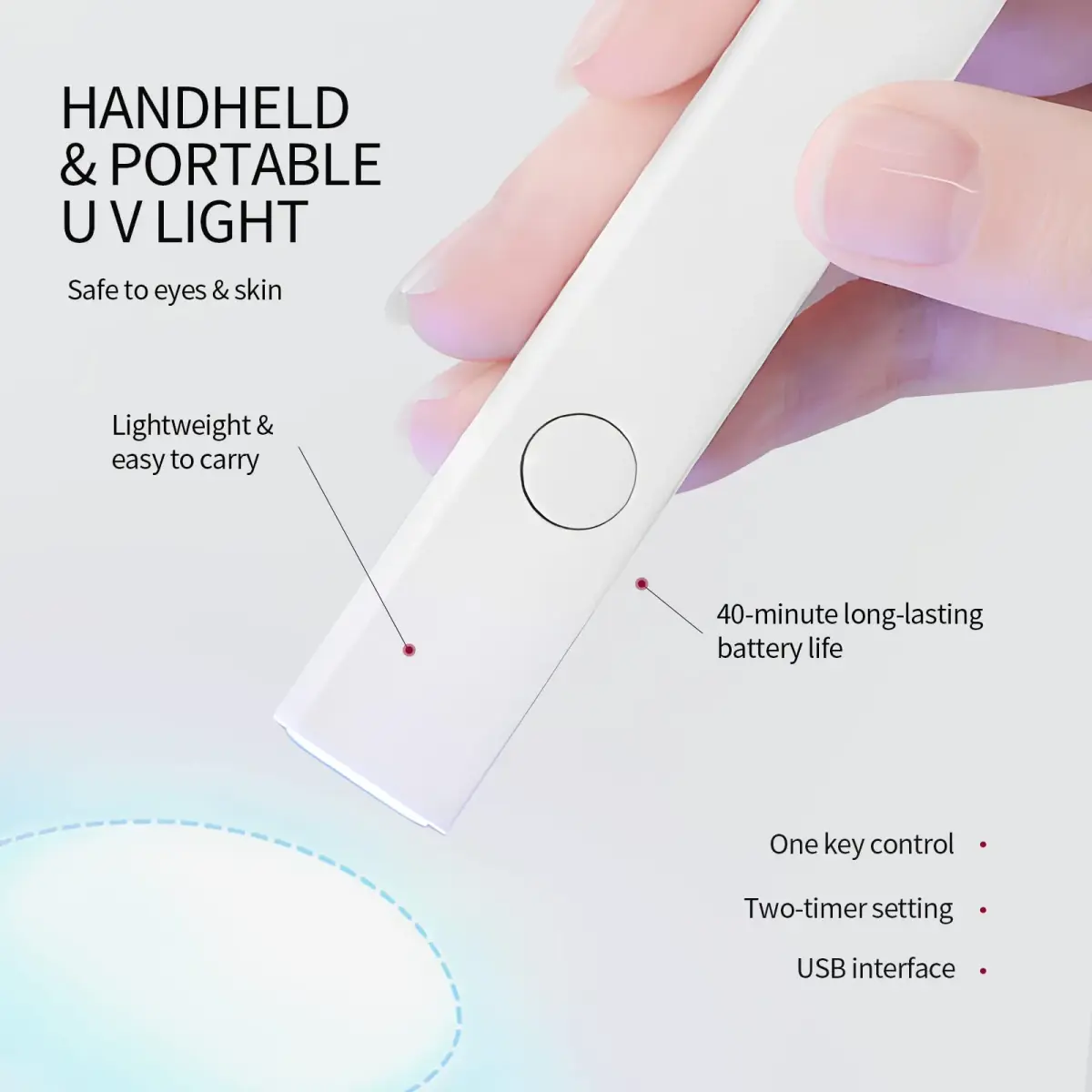 SAVILAND Handheld UV Nail Lamp 3W (156 g / 5.5 oz) | Rechargeable LED Gel Curing Light - view 6