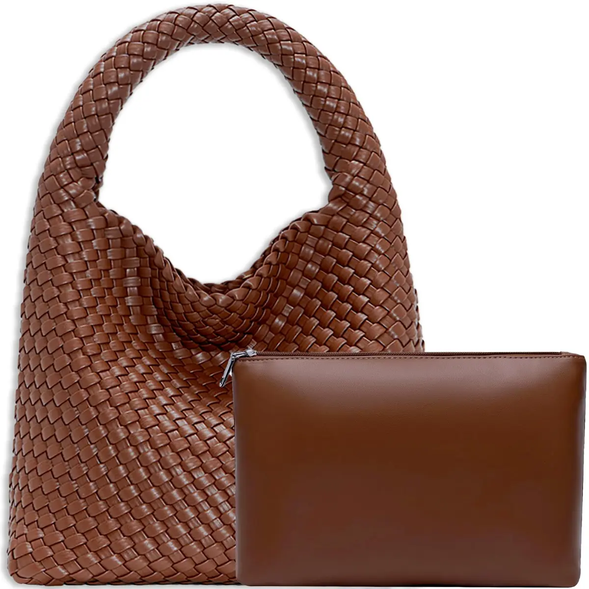 JINMANXUE Woven Tote Bag for Women, Large Vegan Leather Hobo Handbag, 39.6cm (15.6in) | Chic Retro Style - main product image