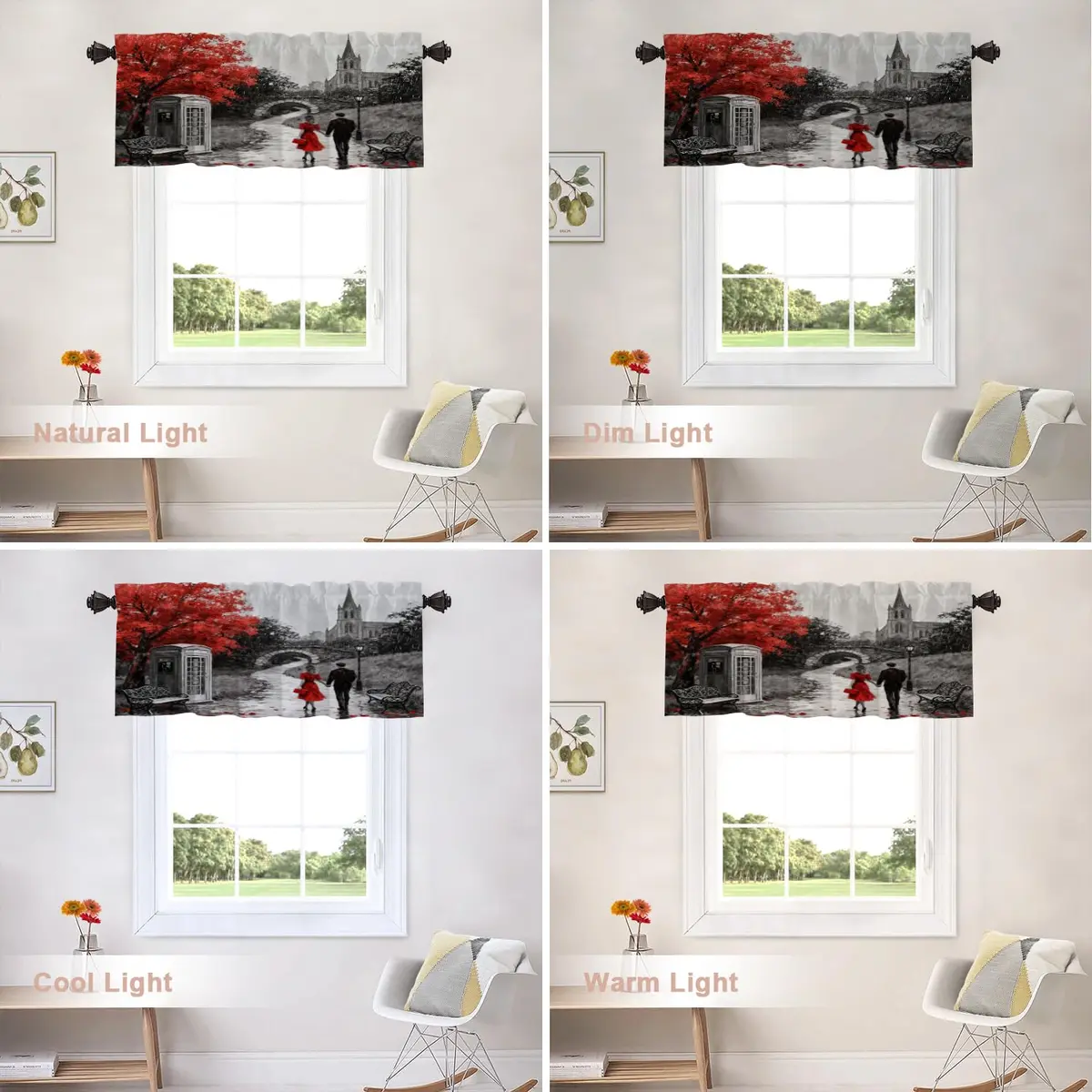 Shrahala Black and White Europe England Landmark Blackout Short Curtains 52x18 in | Thermal Insulated Window Treatment - view 9