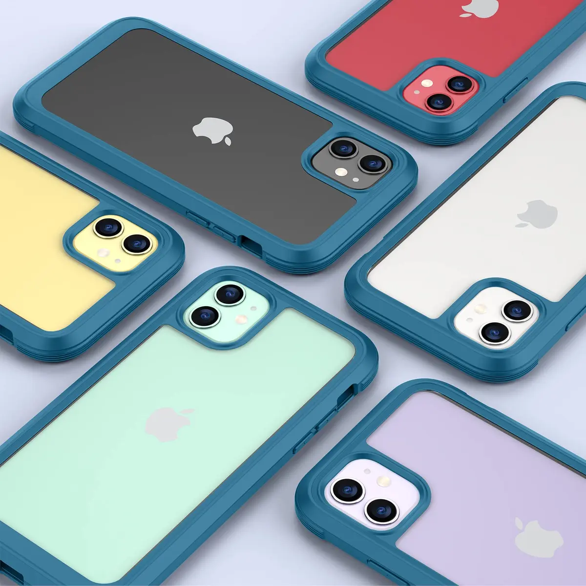 Miracase Glass Series for iPhone 11 Case 6.1 inch | Rugged Full-Body Bumper with Tempered Glass & Camera Protector, Light Blue - view 7