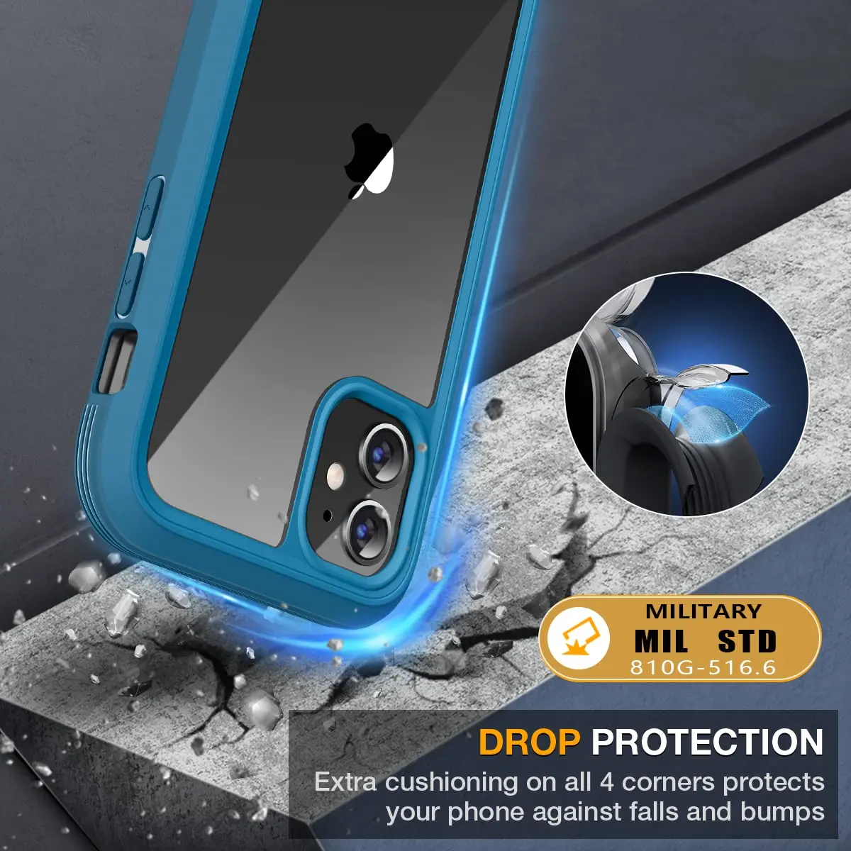Miracase Glass Series for iPhone 11 Case 6.1 inch | Rugged Full-Body Bumper with Tempered Glass & Camera Protector, Light Blue - view 3