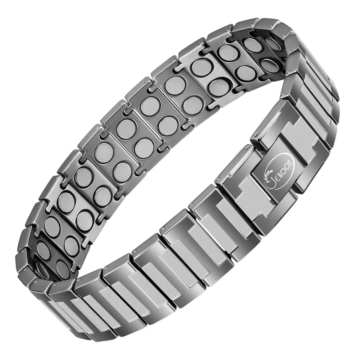 JEROOT Magnetic Bracelet for Men, Pure Titanium Double Row 4000 Gauss Magnets | Adjustable 23cm (9") - main product image