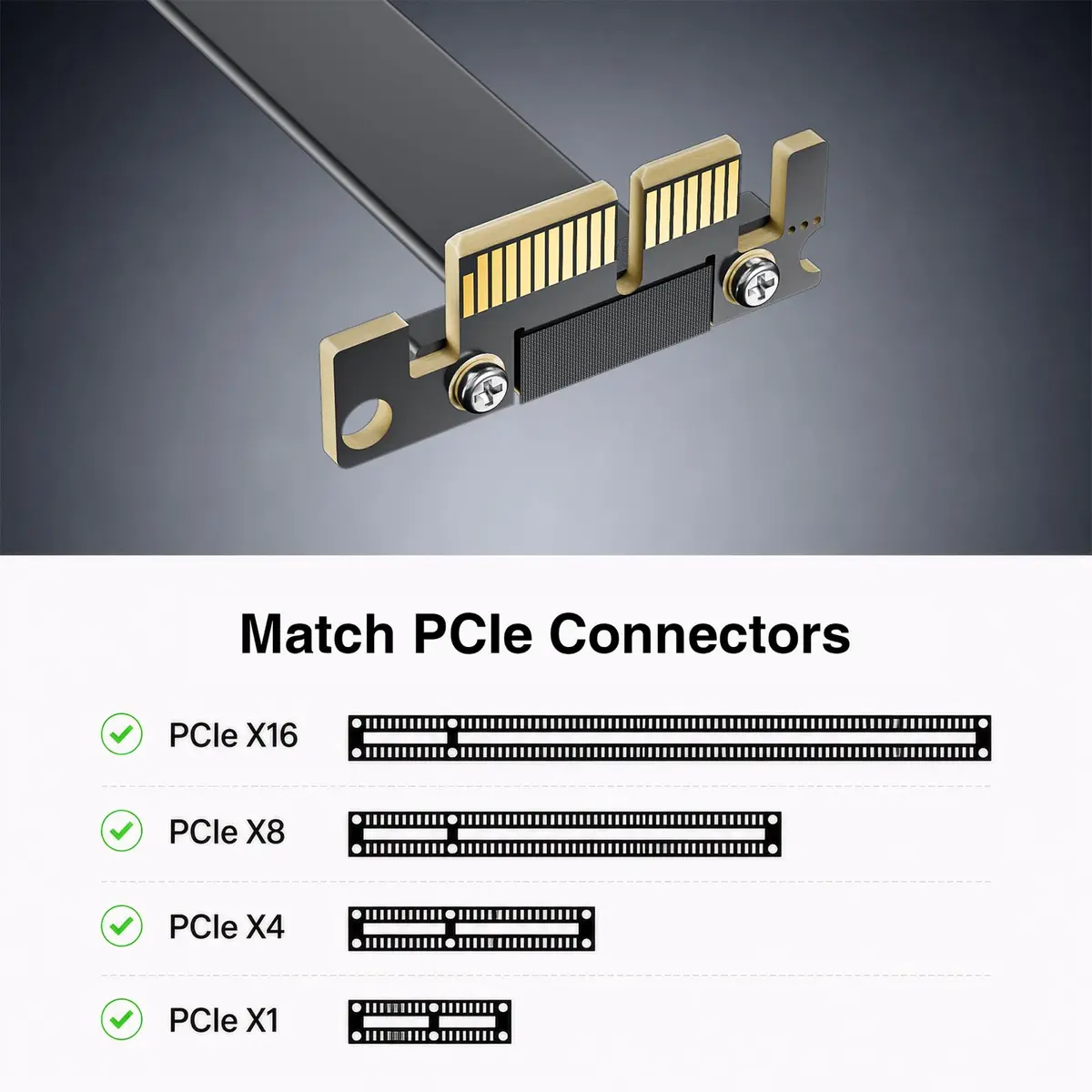 10Gtek PCIe 3.0 x1 Riser Cable 20cm (0.66ft) | Male 90° to Female 90° EMI-Shielded GPU Jumper Cable - view 2