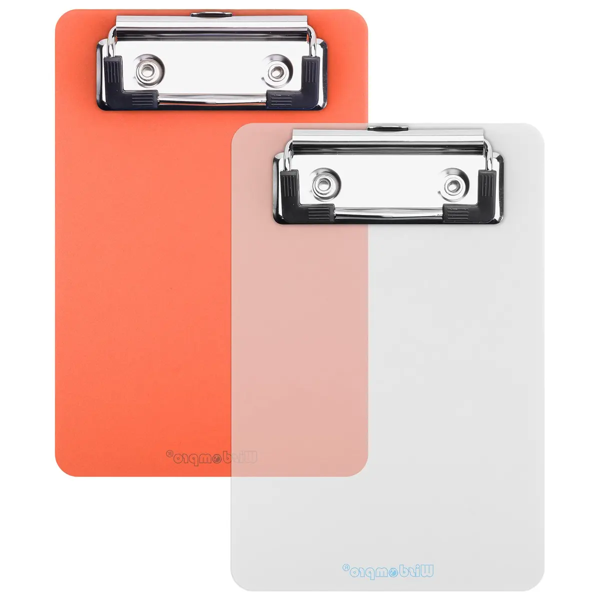 Wisdompro 2 Pack Mini Clipboards 4x6 Small Clip Board Transparent/Orange | Compact, Durable & Multi-purpose - main product image