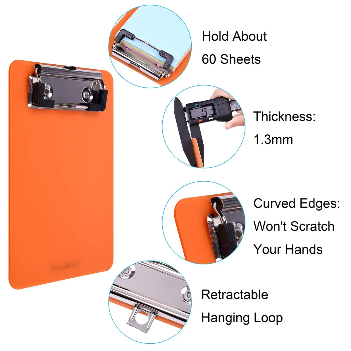 Wisdompro 2 Pack Mini Clipboards 4x6 Small Clip Board Transparent/Orange | Compact, Durable & Multi-purpose - view 5