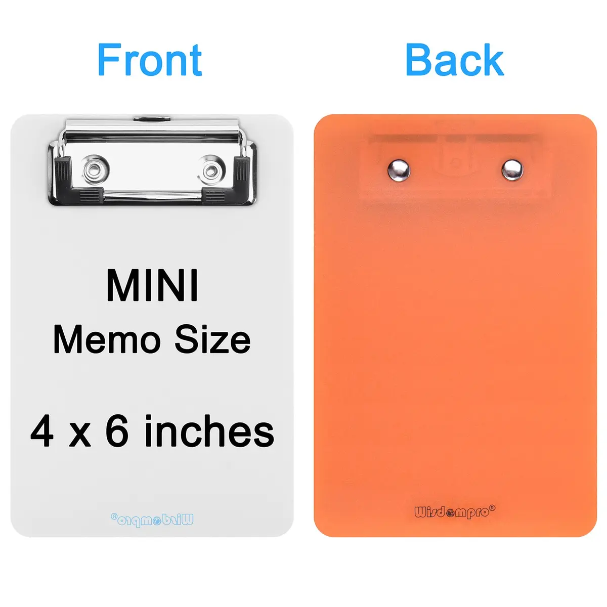 Wisdompro 2 Pack Mini Clipboards 4x6 Small Clip Board Transparent/Orange | Compact, Durable & Multi-purpose - view 3
