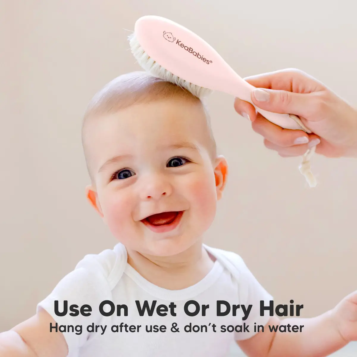 KeaBabies Wooden Baby Hair Brush for Toddler & Infant Cradle Cap (Blush, Regular 7.25" x 2") | Soft Goat Bristles for Scalp & Hair Growth - view 6