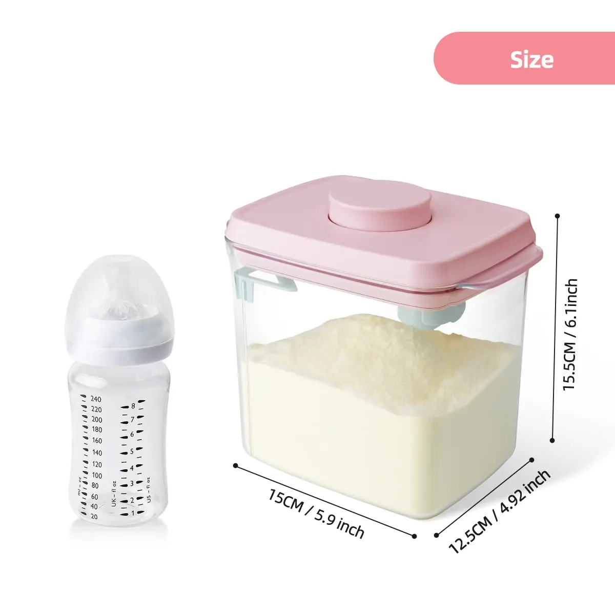 Ankou Formula Container - 1700ml Airtight Formula Dispenser BPA-Free Storage Containers with Scoop and Scraper Transparent 730g | Large Capacity - view 6
