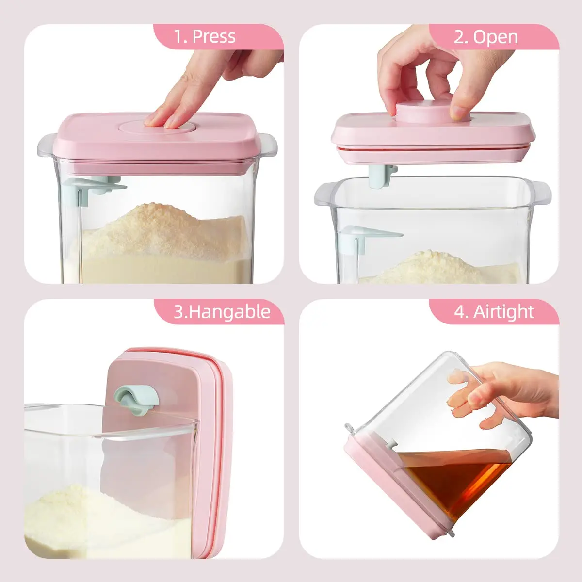 Ankou Formula Container - 1700ml Airtight Formula Dispenser BPA-Free Storage Containers with Scoop and Scraper Transparent 730g | Large Capacity - view 2