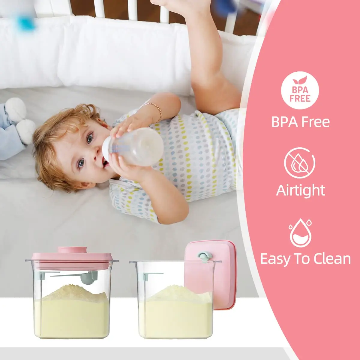 Ankou Formula Container - 1700ml Airtight Formula Dispenser BPA-Free Storage Containers with Scoop and Scraper Transparent 730g | Large Capacity - view 3