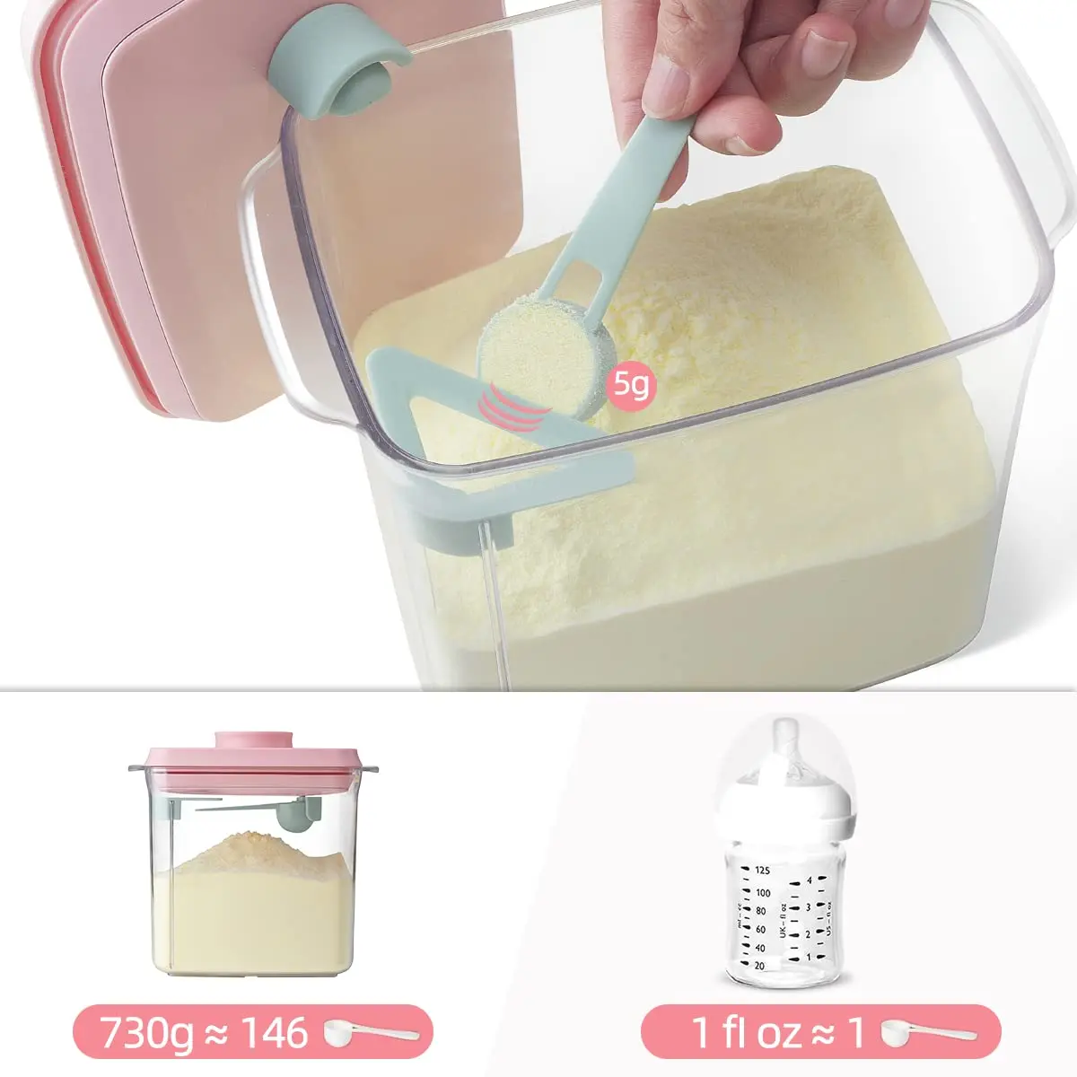 Ankou Formula Container - 1700ml Airtight Formula Dispenser BPA-Free Storage Containers with Scoop and Scraper Transparent 730g | Large Capacity - view 4