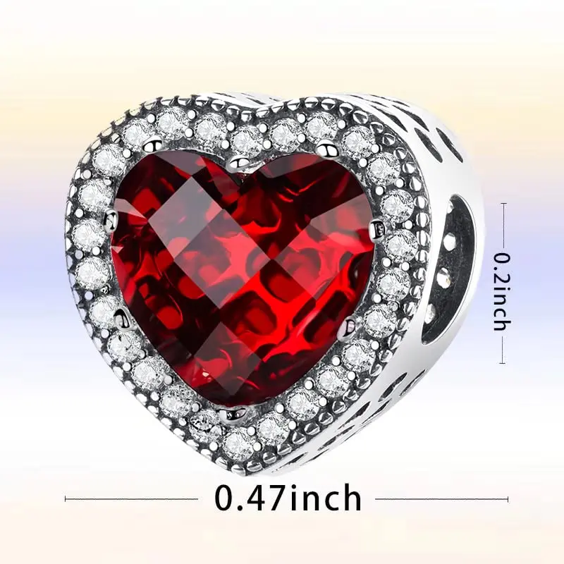 MICOO 925 Sterling Silver Heart Charm Bead | Cubic Zirconia Fit Pandora & European Bracelets - view 4