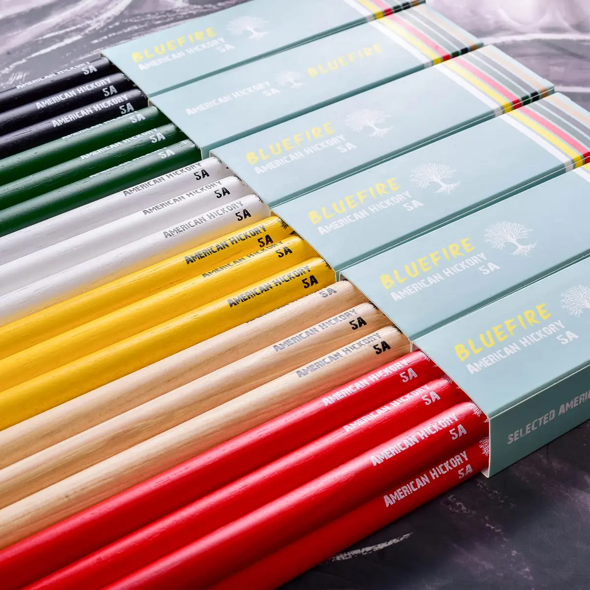 HUN Bluefire Red Color 5A Drumstick | Weight Matched, 6 Sticks, Hickory Wood (70-120c) - view 9