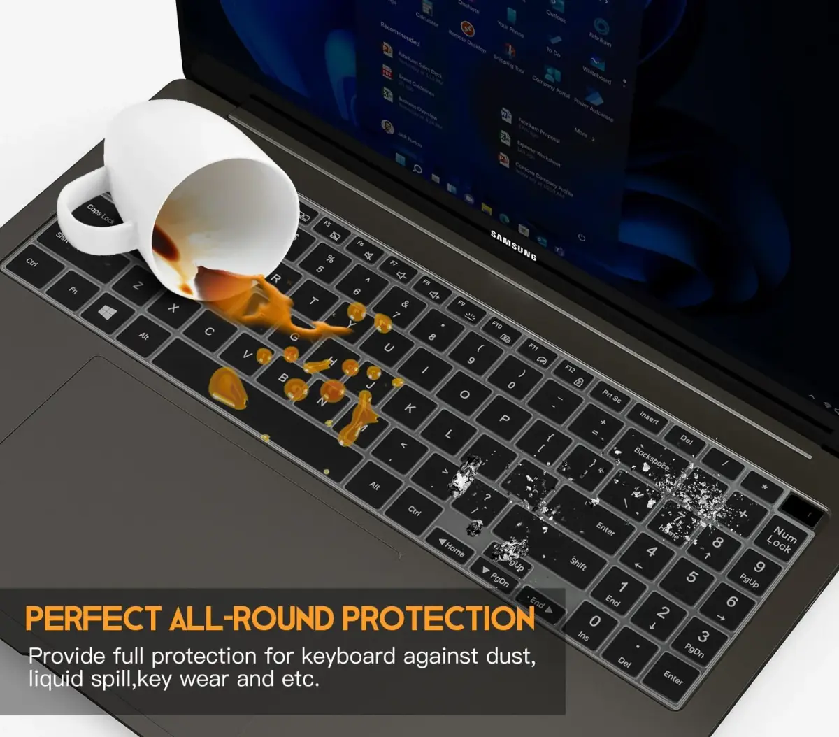 CaseBuy Black Silicone Keyboard Cover for Samsung Galaxy Book 5/4/3 15.6" & 16" | US Keyboard Layout Protector - view 7