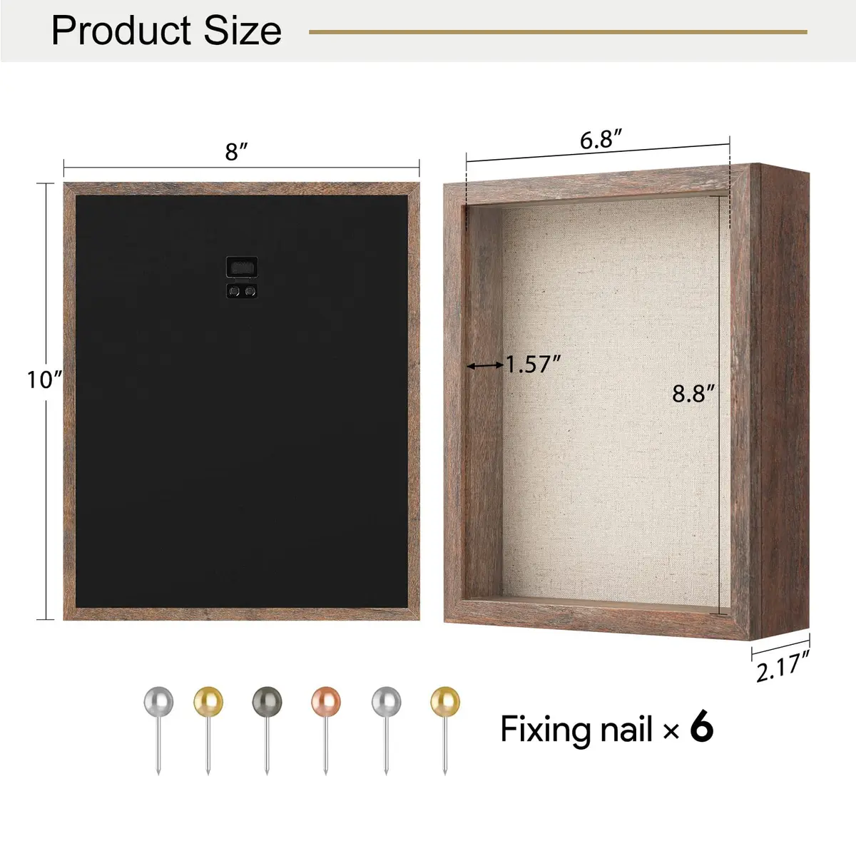 Califortree 8x10 Shadow Box Frame with Linen Back & Magnetic Door | Rustic Brown Display Case for Photos & Mementos - view 6