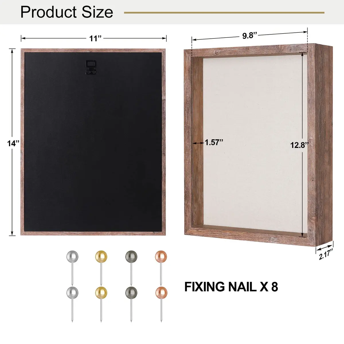 Califortree 11x14 Shadow Box Frame with Linen Back | Rustic Brown Display Case - view 6