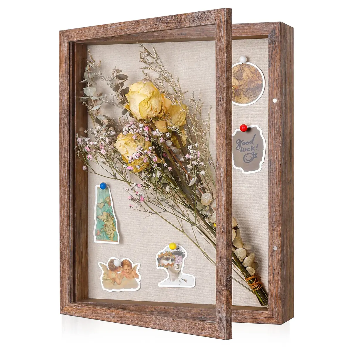 Califortree 11x14 Shadow Box Frame with Linen Back | Rustic Brown Display Case - main product image