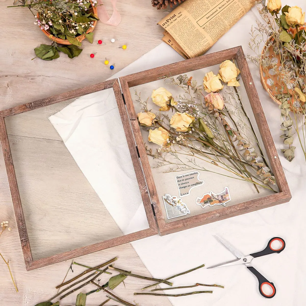 Califortree 11x14 Shadow Box Frame with Linen Back | Rustic Brown Display Case - view 7