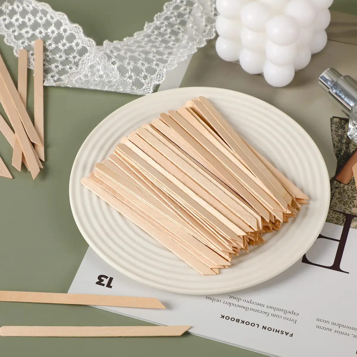 JANYUN 200 Pcs Wooden Waxing Sticks Applicator Slanted Handle | Precise Application for Eyebrows, Bikini, Face - view 4