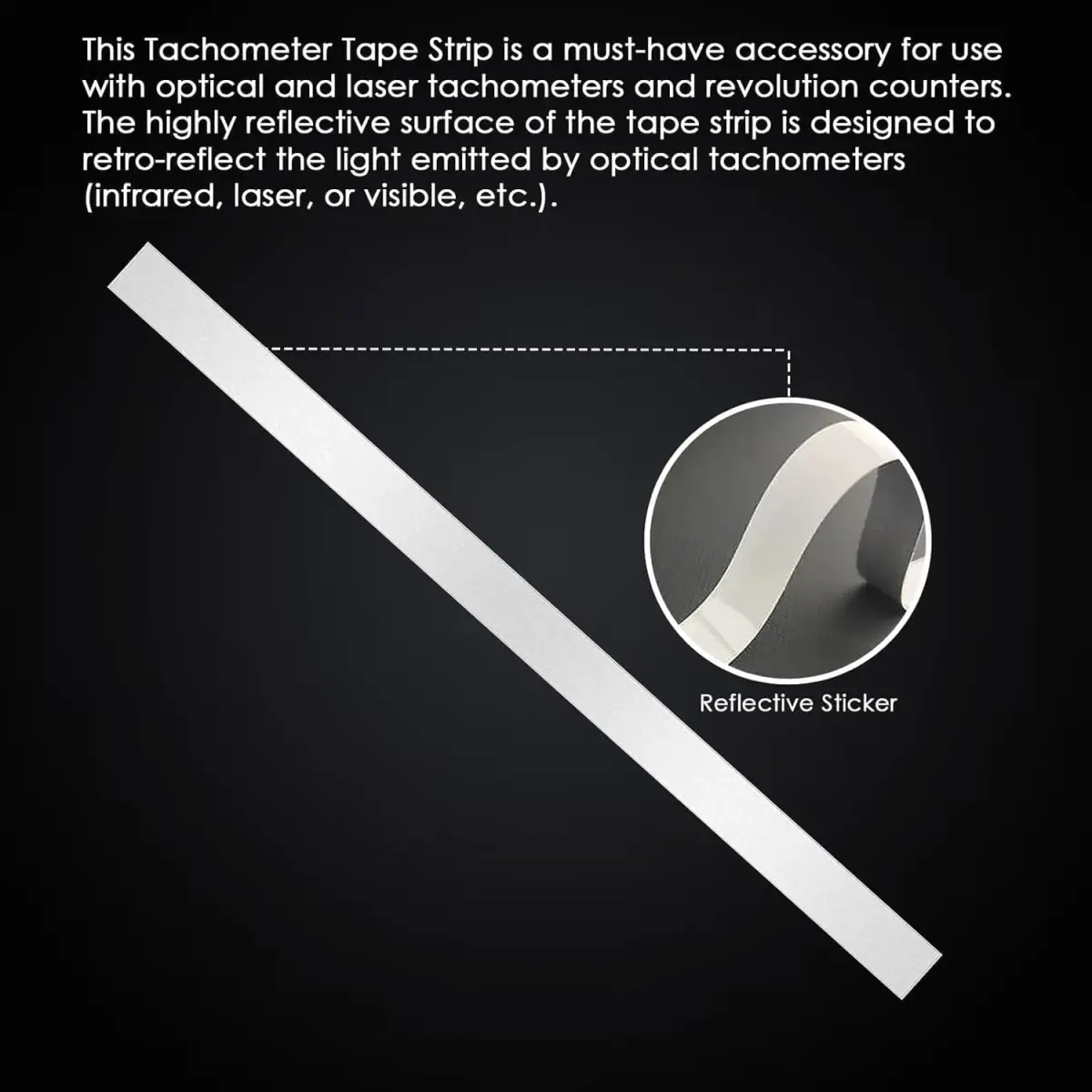 Thsinde Reflective Tape Strips for Photo Tachometers - 20 Pieces, 10x200mm | Essential for Non-Contact RPM Readings - view 3
