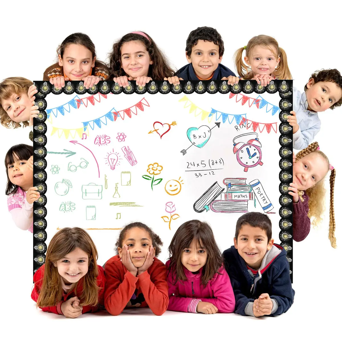 Chivao Light Bulb Bulletin Board Borders 60ft (18.3m) | Chalkboard Style Classroom Decor - view 5
