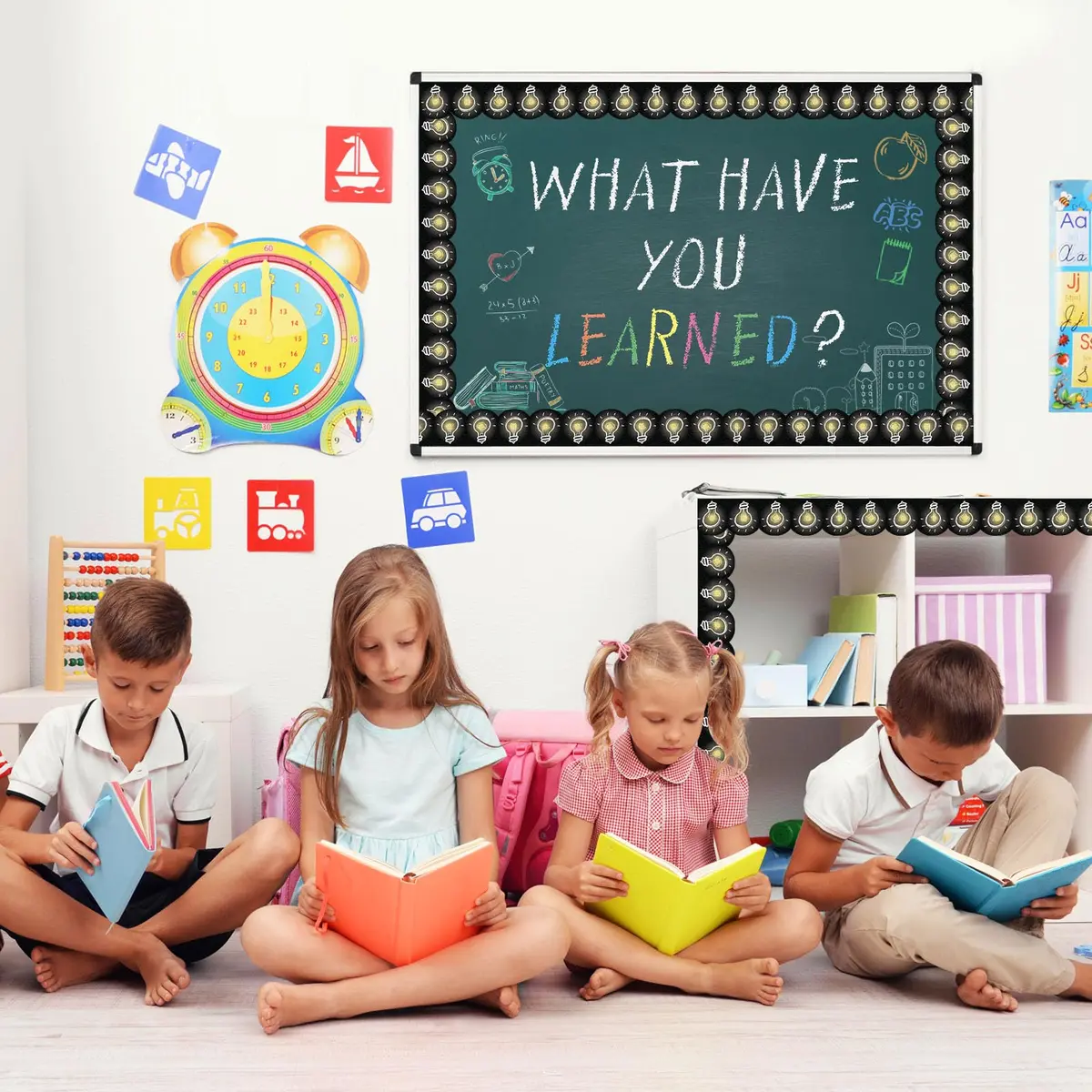 Chivao Light Bulb Bulletin Board Borders 60ft (18.3m) | Chalkboard Style Classroom Decor - view 4
