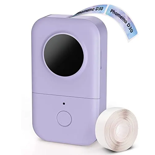 Phomemo D30 Bluetooth Label Maker Machine Purple Mini Portable Thermal Printer | 220V Compatible Printer - main product image