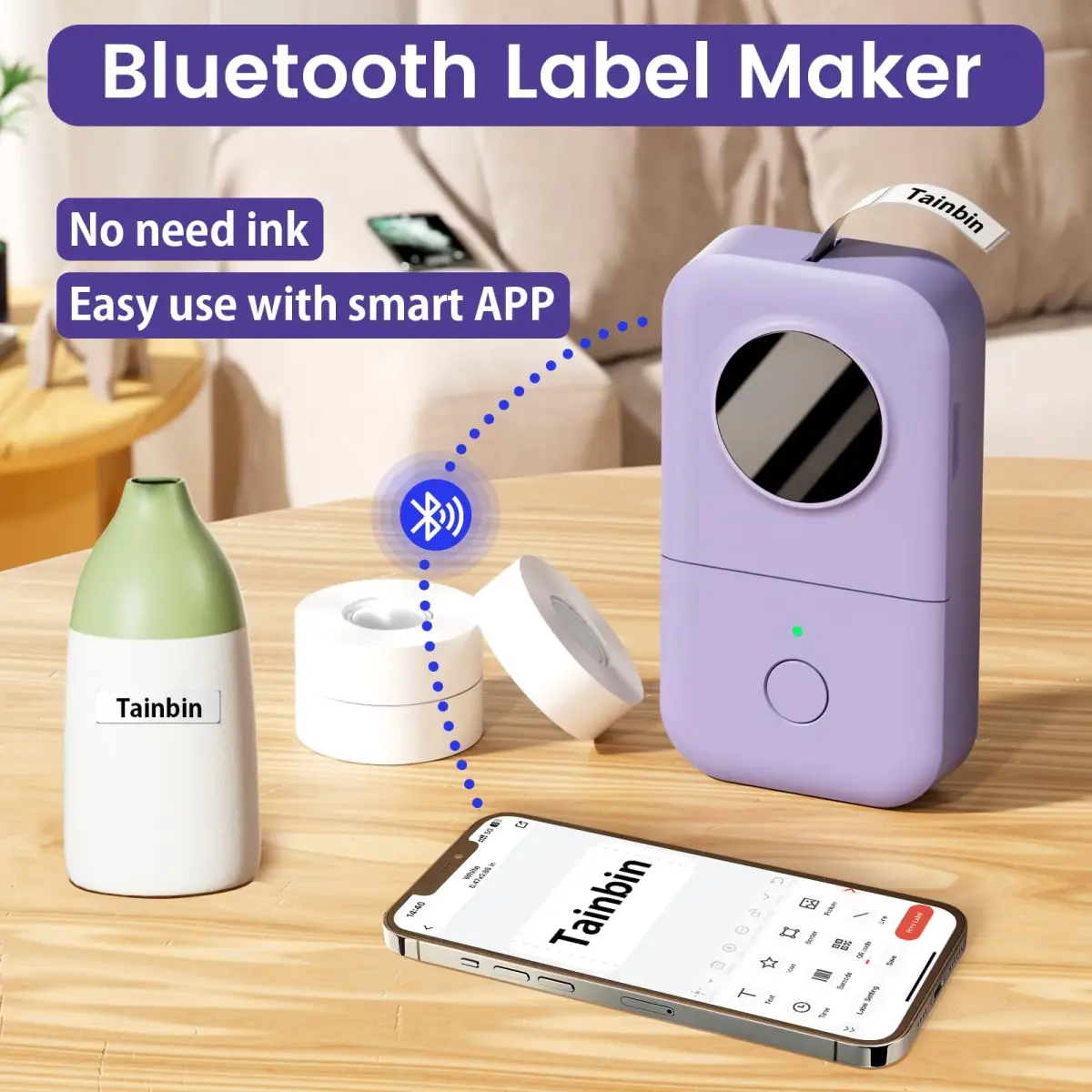 Phomemo D30 Portable Thermal Label Printer Machine with Bluetooth | 203dpi Monochrome - view 3