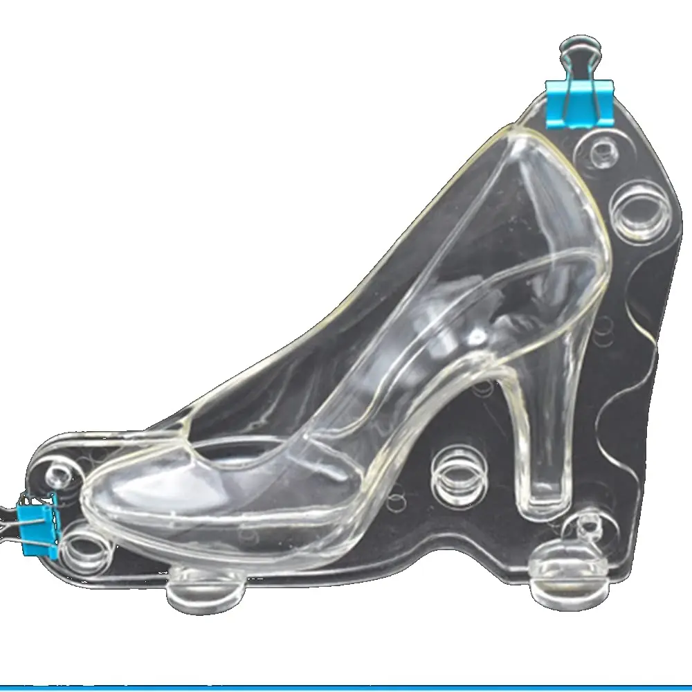 TUKE 3D Polycarbonate Chocolate Mold with Clips High Heel Shoe | Food Grade Candy & Cake Decoration (L 7.8 x 6.8 x 2.88inch) - view 4