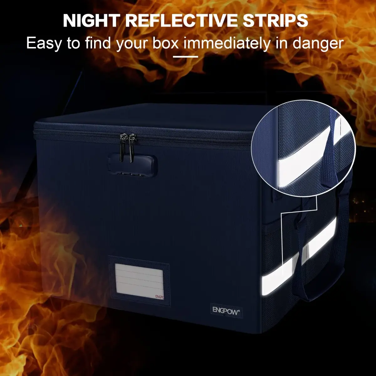 ENGPOW Fireproof Document Box with Lock, Blue, 33L (1.17 cu ft) | SGS Tested to 2000℉ - view 7