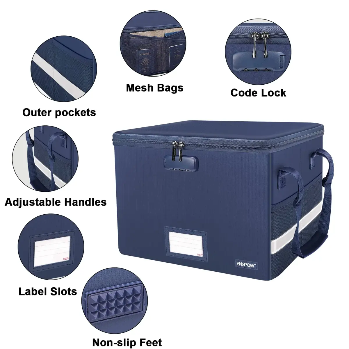 ENGPOW Fireproof Document Box with Lock, Blue, 33L (1.17 cu ft) | SGS Tested to 2000℉ - view 4