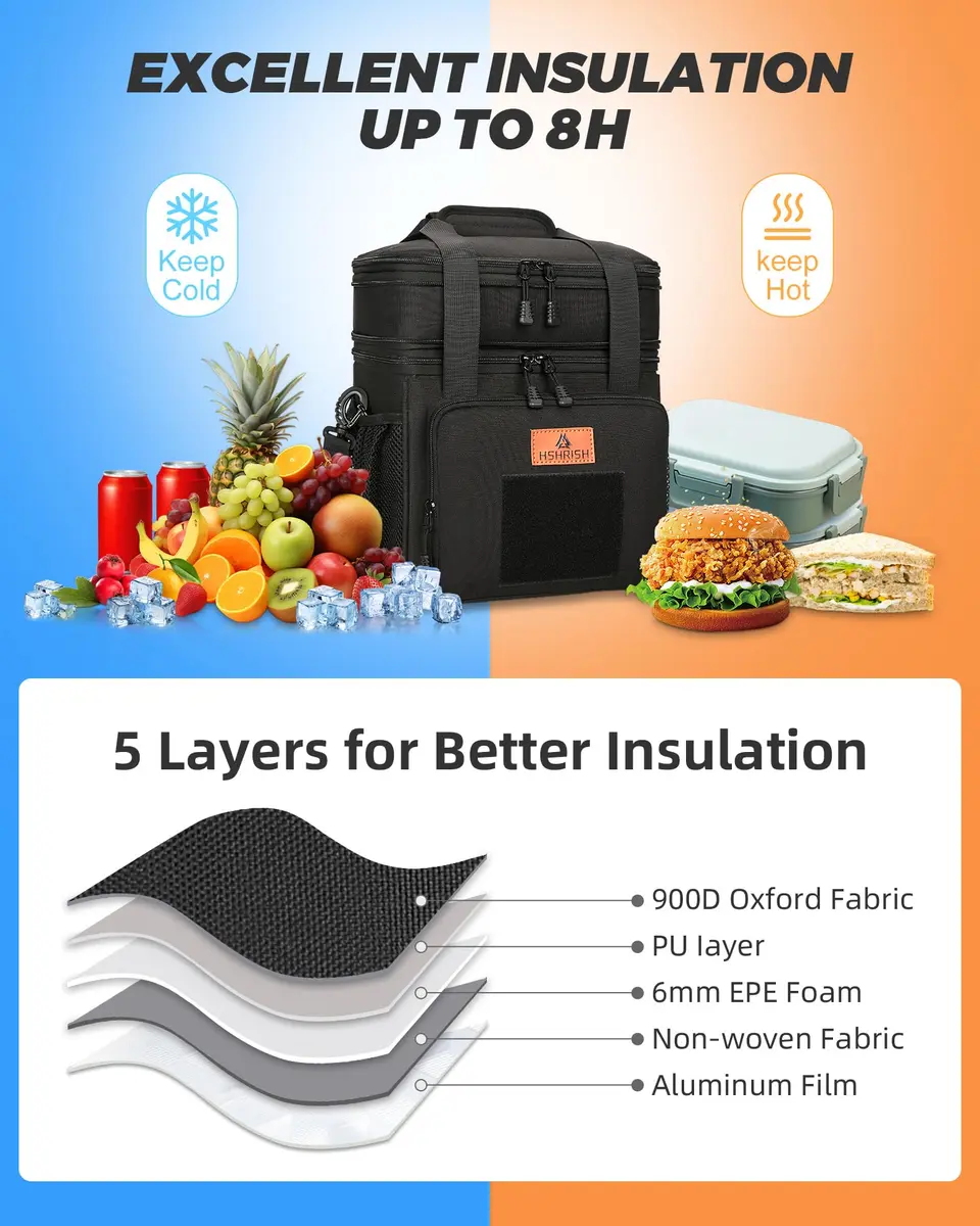 HSHRISH Expandable Lunch Box for Men Large Capacity Waterproof Insulated Bag 15L - view 5