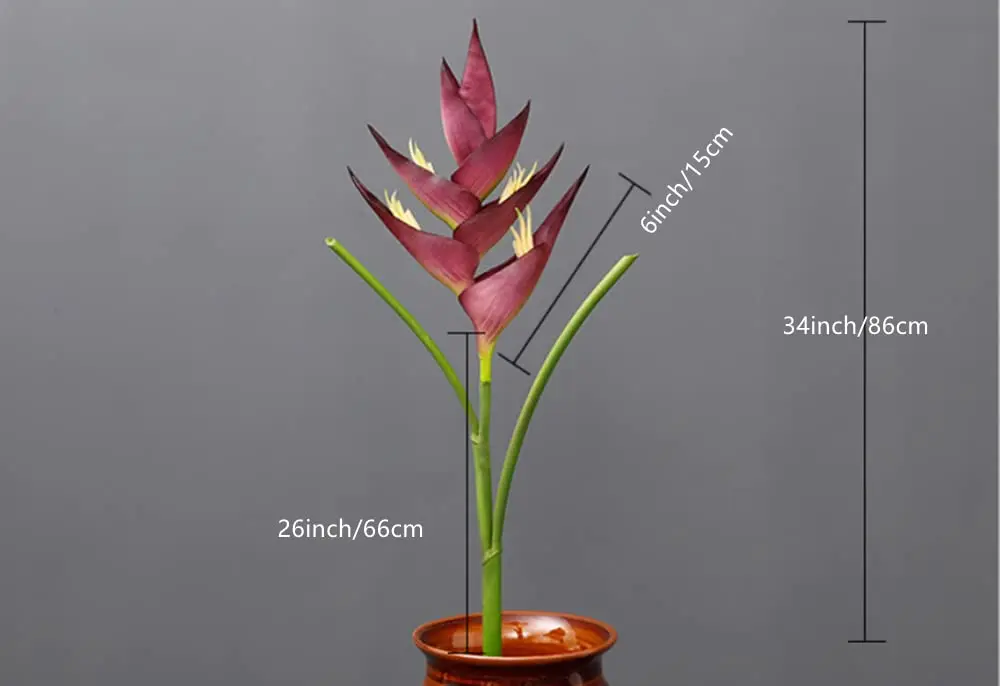Rikyo Red Bird of Paradise Artificial Flower Stem 86cm (34in) | Realistic Silk-Blend Foliage for Home Decor - view 2