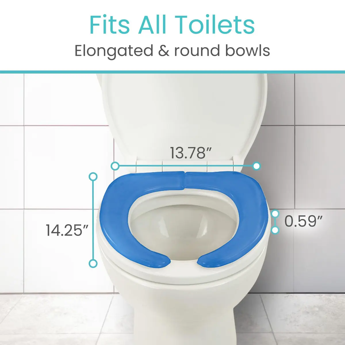 Vive Gel Toilet Seat Cushion Cover - Raised Padded Riser Cushion | Soft Silicone Comfort, Universal Fit, Waterproof (14.25” x 6.89” x 0.59”) - view 5