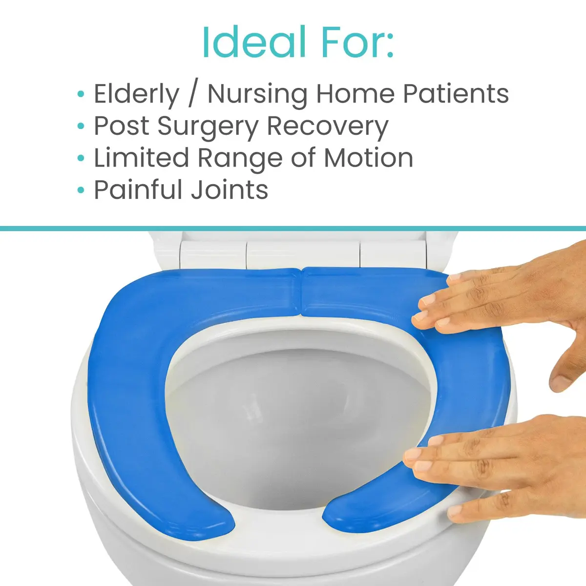 Vive Gel Toilet Seat Cushion Cover - Raised Padded Riser Cushion | Soft Silicone Comfort, Universal Fit, Waterproof (14.25” x 6.89” x 0.59”) - view 8