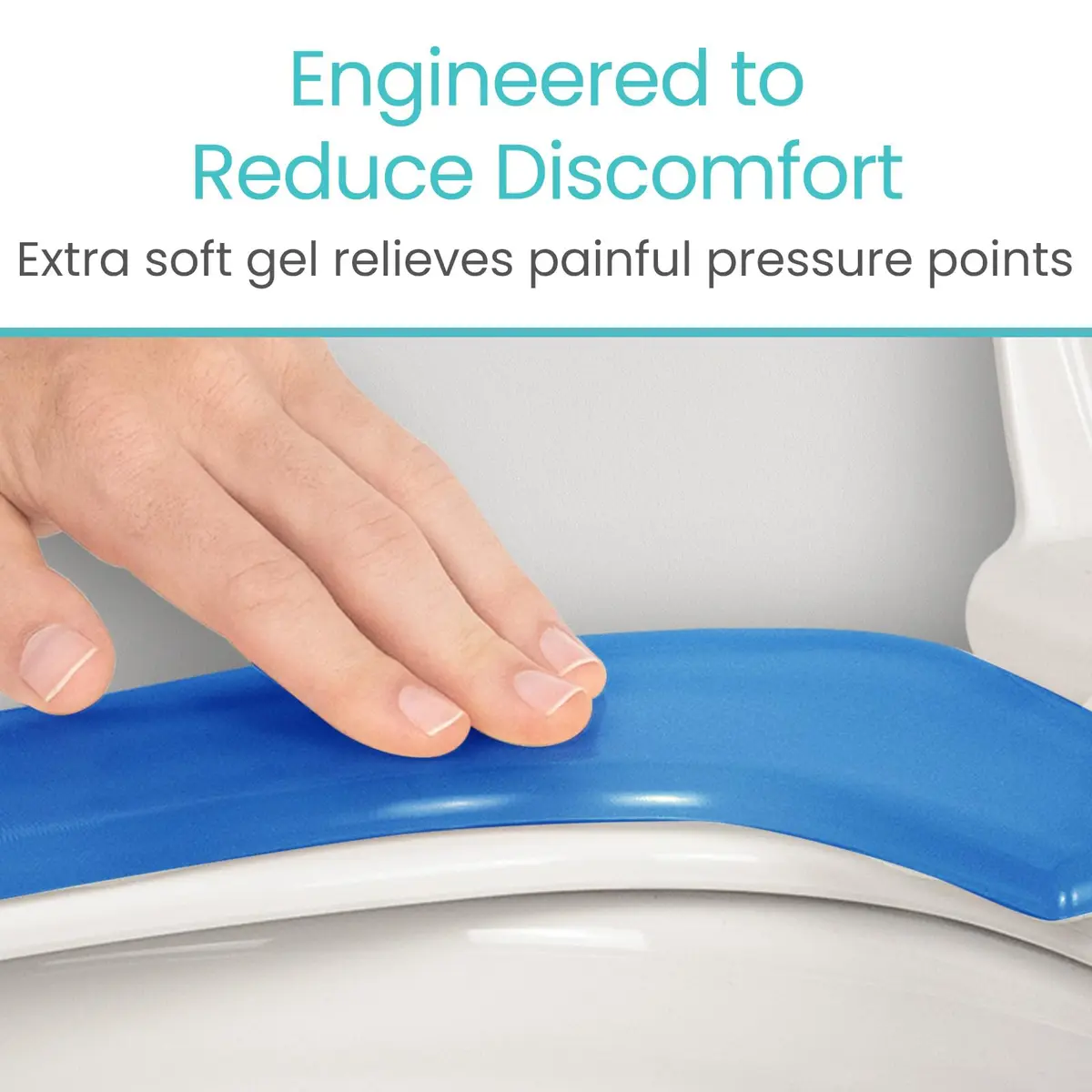Vive Gel Toilet Seat Cushion Cover - Raised Padded Riser Cushion | Soft Silicone Comfort, Universal Fit, Waterproof (14.25” x 6.89” x 0.59”) - view 3