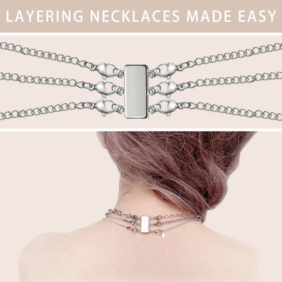 OHINGLT Magnetic Necklace Layering Clasps 2-Pack (0.59 in & 0.79 in) | Easy Slide Lock Connector for Multi-Strand Chains - view 7