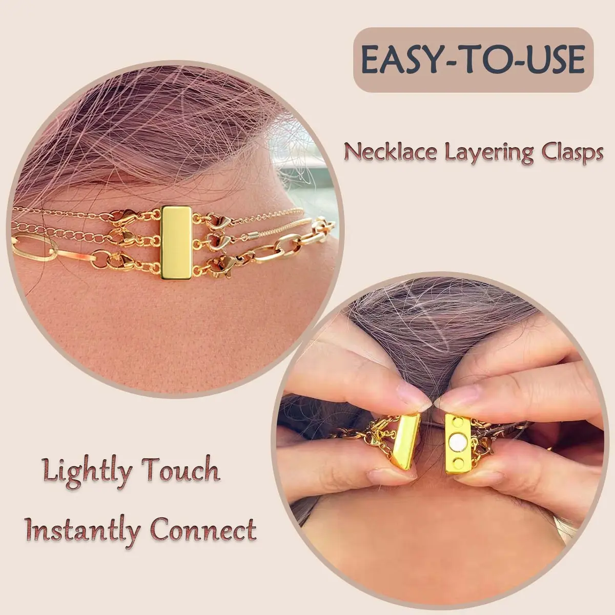OHINGLT Magnetic Necklace Layering Clasps 2-Pack (0.59 in & 0.79 in) | Easy Slide Lock Connector for Multi-Strand Chains - view 2
