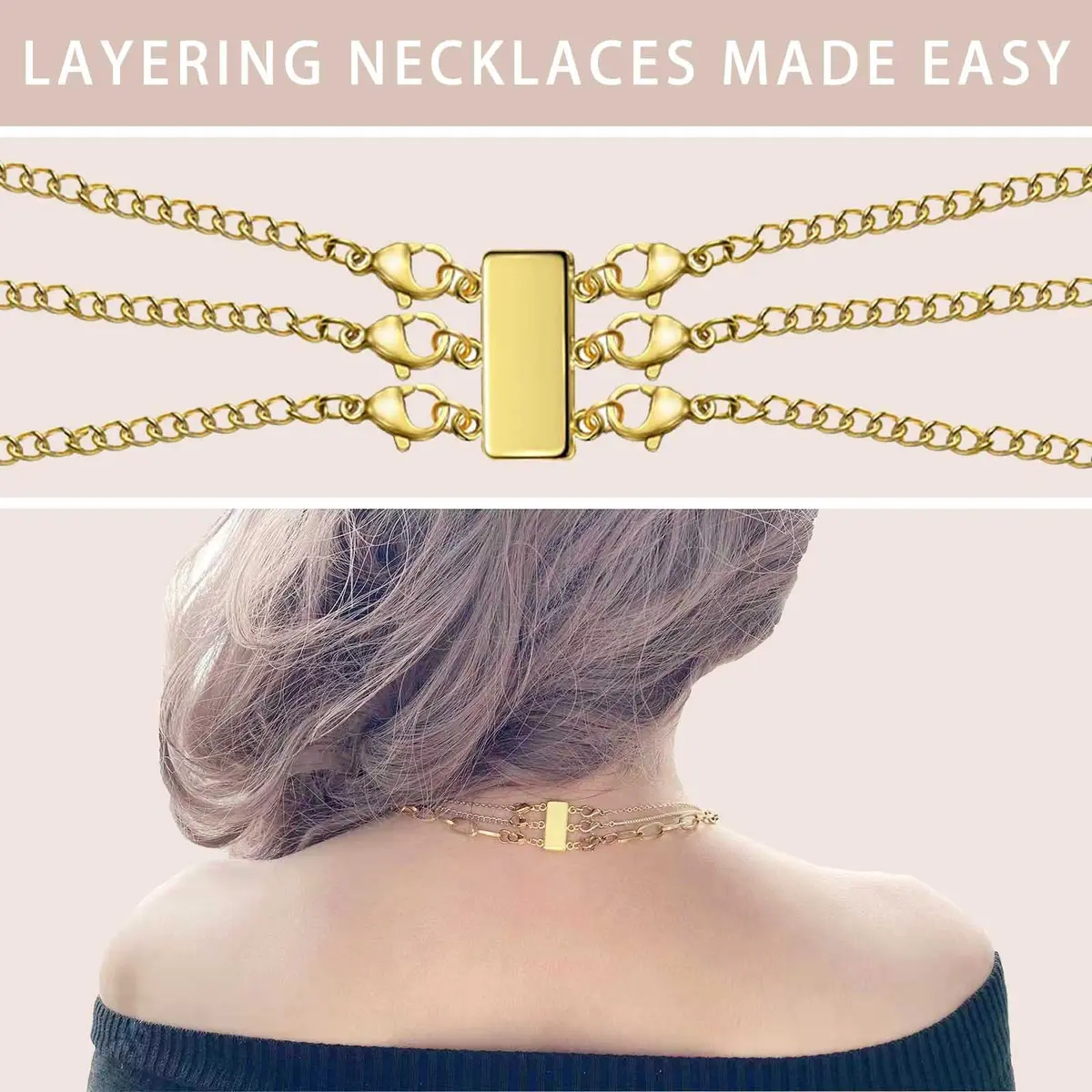 OHINGLT Magnetic Necklace Layering Clasps 2-Pack (0.59 in & 0.79 in) | Easy Slide Lock Connector for Multi-Strand Chains - view 3